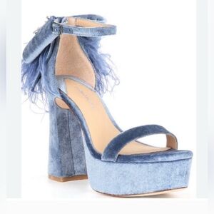 ANTONIO MELANI Sky Blue Velvet Platform Heels